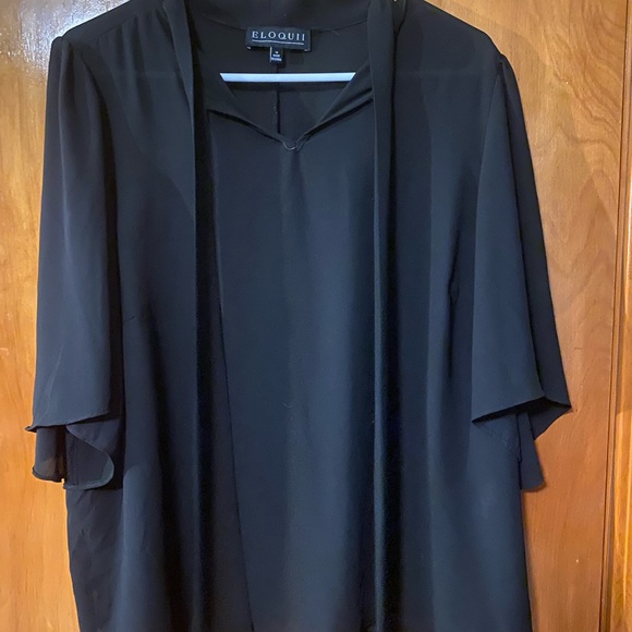 Eloquii Black Tie-Front Blouse - Picture 2 of 3